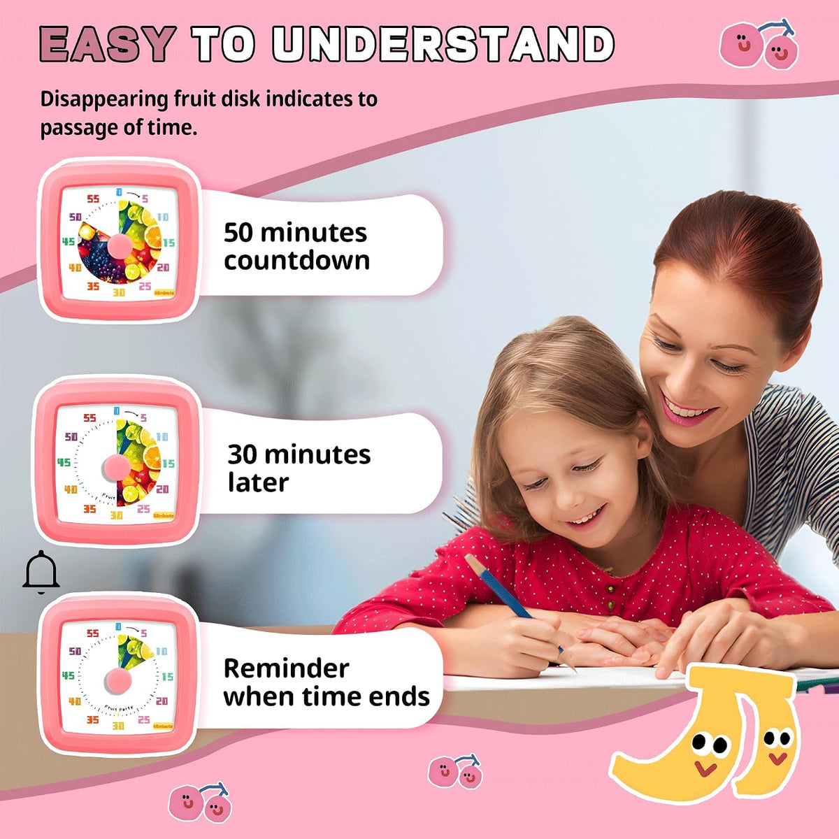 Visual Timer for Kids, 60-Minute Countdown Timer for Classroom Office Kitchen, Pomodoro Timer Spaceman Pattern, Time Management Tools with Silent Operation,Desk Time Clock for Kids and Adults