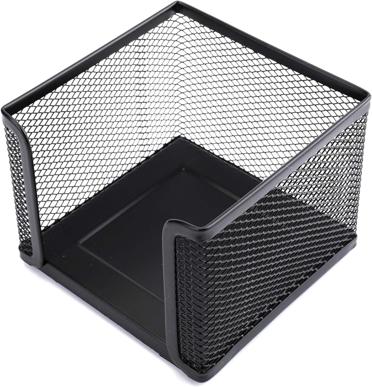 4 Pack Mesh Memo Holder, 4 x 4 Inch Black Metal Mesh Sticky Note Dispenser Cube Memo Pad Holder for Pen, Pencil, Paperclip, Thumbtack, Desk Organizer for Office Home School