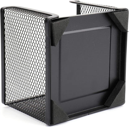 4 Pack Mesh Memo Holder, 4 x 4 Inch Black Metal Mesh Sticky Note Dispenser Cube Memo Pad Holder for Pen, Pencil, Paperclip, Thumbtack, Desk Organizer for Office Home School