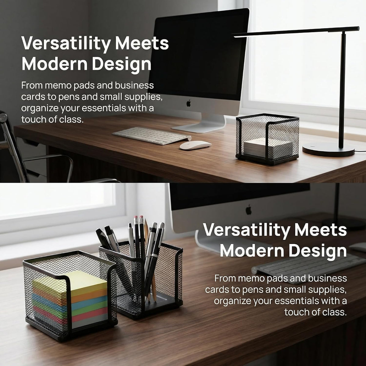 4 Pack Mesh Memo Holder, 4 x 4 Inch Black Metal Mesh Sticky Note Dispenser Cube Memo Pad Holder for Pen, Pencil, Paperclip, Thumbtack, Desk Organizer for Office Home School