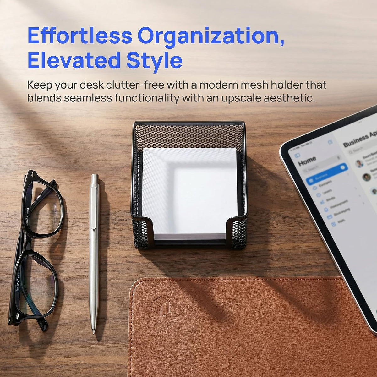 4 Pack Mesh Memo Holder, 4 x 4 Inch Black Metal Mesh Sticky Note Dispenser Cube Memo Pad Holder for Pen, Pencil, Paperclip, Thumbtack, Desk Organizer for Office Home School