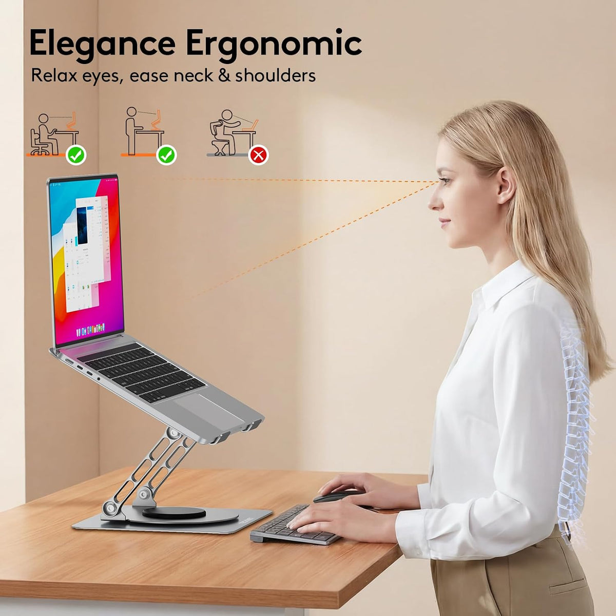 Laptop Stand for Desk, 360° Rotating Laptop Stand for 10-17" Laptop