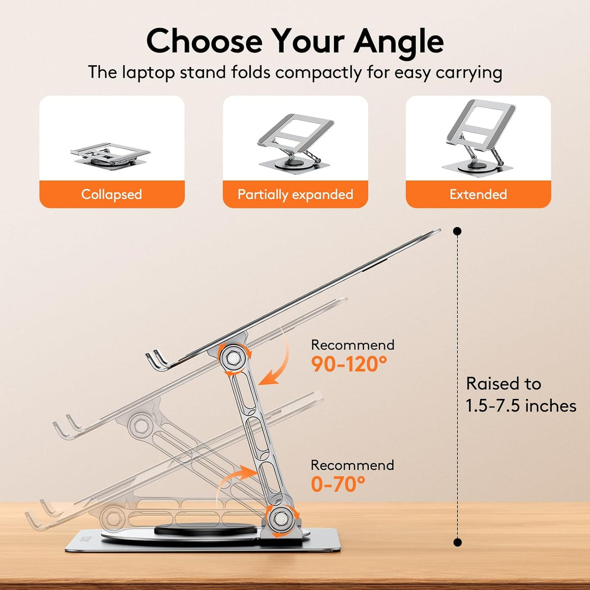 Laptop Stand for Desk, 360° Rotating Laptop Stand for 10-17" Laptop