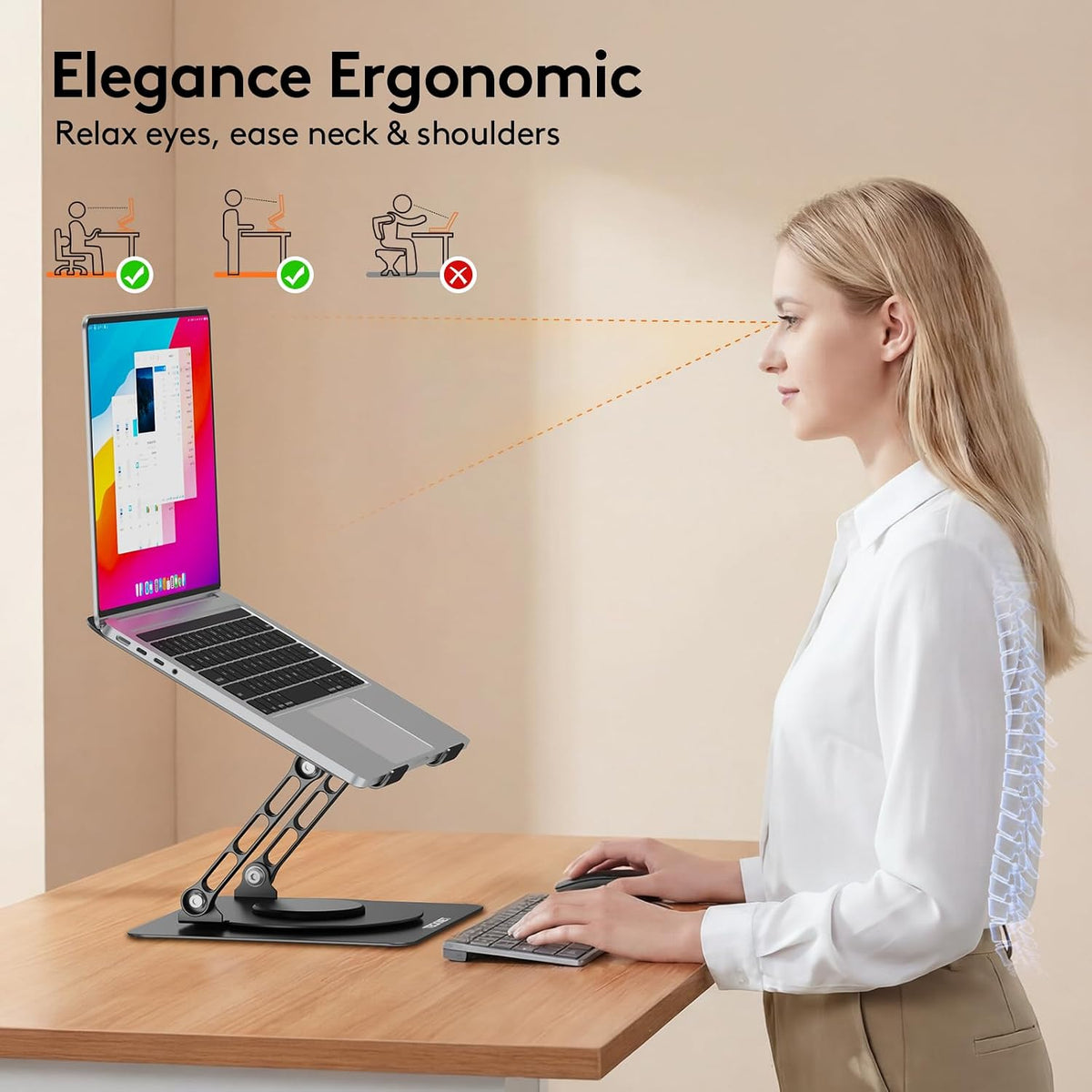 Laptop Stand for Desk, 360° Rotating Laptop Stand for 10-17" Laptop