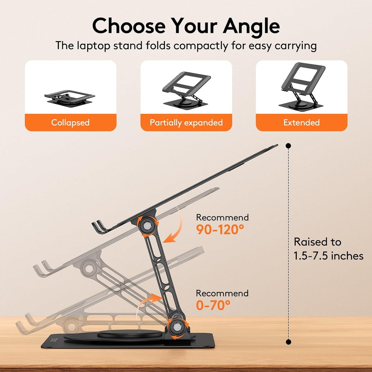Laptop Stand for Desk, 360° Rotating Laptop Stand for 10-17" Laptop