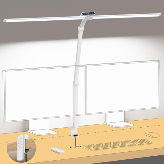 TROND LED Desk Lamp with Clamp, 29.55'' Tall Desk Light with Remote, White