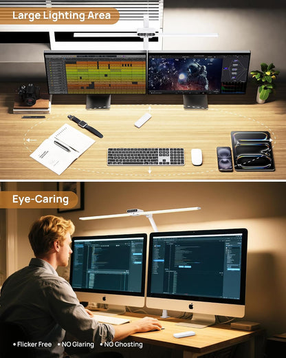 TROND LED Desk Lamp with Clamp, 29.55'' Tall Desk Light with Remote, White