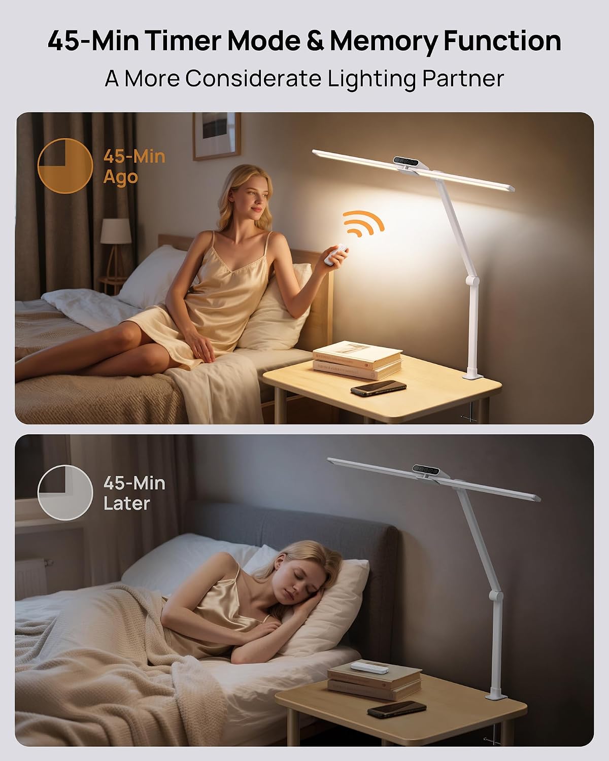 TROND LED Desk Lamp with Clamp, 29.55'' Tall Desk Light with Remote, White