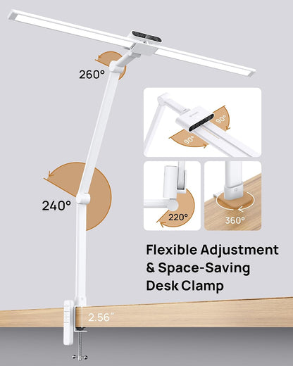 TROND LED Desk Lamp with Clamp, 29.55'' Tall Desk Light with Remote, White