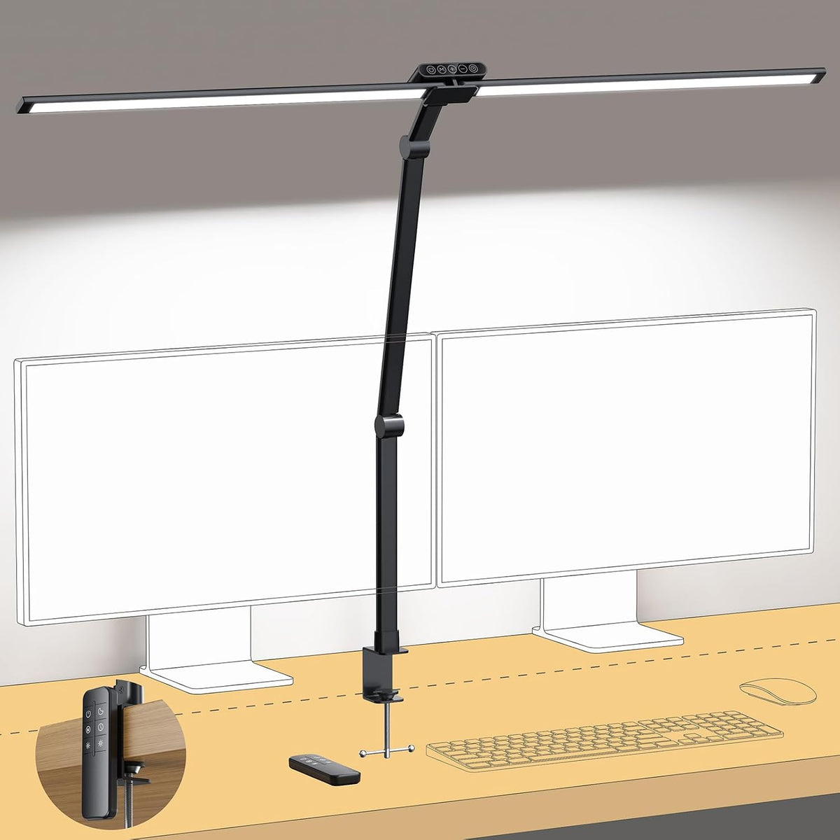 TROND LED Desk Lamp with Clamp, 29.55'' Tall Desk Light with Remote, White