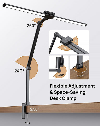 TROND LED Desk Lamp with Clamp, 29.55'' Tall Desk Light with Remote, White