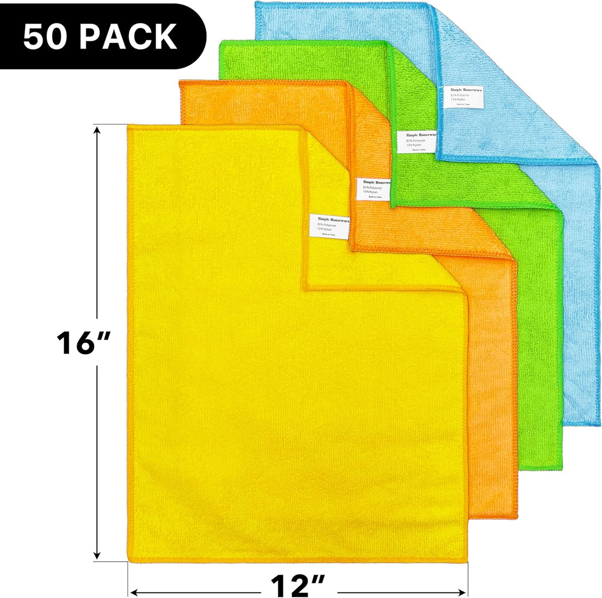 12" x 16" Microfiber Cleaning Cloth, 4 Colors