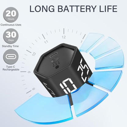 Rotating Productivity Timer 5, 25, 10 30,60 Mins Preset Stopwatch, Desk Flip ProductivityTimer, ADHD Tool Hexagon, Vibration/Mute/Alarm, for Work, Study, Back to School, Kitchen, Black