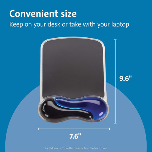 Duo Gel Mouse Pad with Wrist Rest, Ergonomic Wrist Support for Pain Relief, Comfortable Non-Skid Gel Pad for Computer, Laptop, Office & Home 9.6" x 7.6", Blue K62401AM