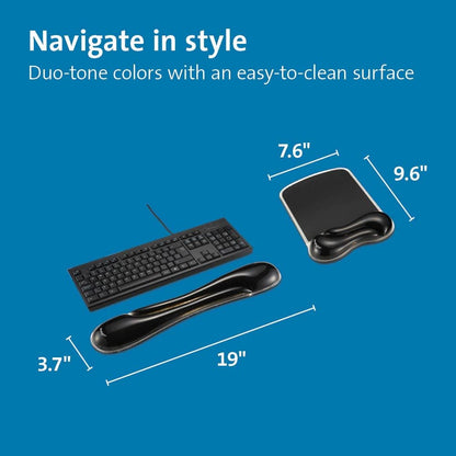 Duo Gel Mouse Pad with Wrist Rest, Ergonomic Wrist Support for Pain Relief, Comfortable Non-Skid Gel Pad for Computer, Laptop, Office & Home 9.6" x 7.6", Blue K62401AM