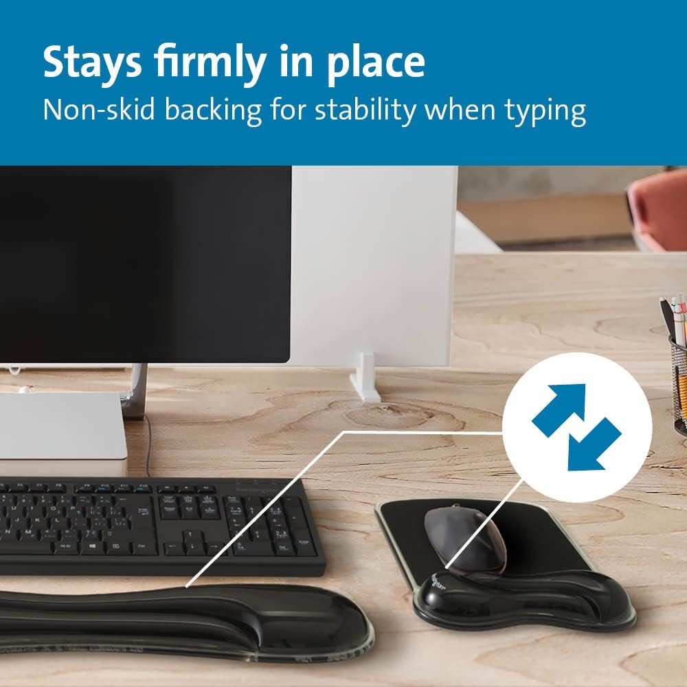 Duo Gel Mouse Pad with Wrist Rest, Ergonomic Wrist Support for Pain Relief, Comfortable Non-Skid Gel Pad for Computer, Laptop, Office & Home 9.6" x 7.6", Blue K62401AM