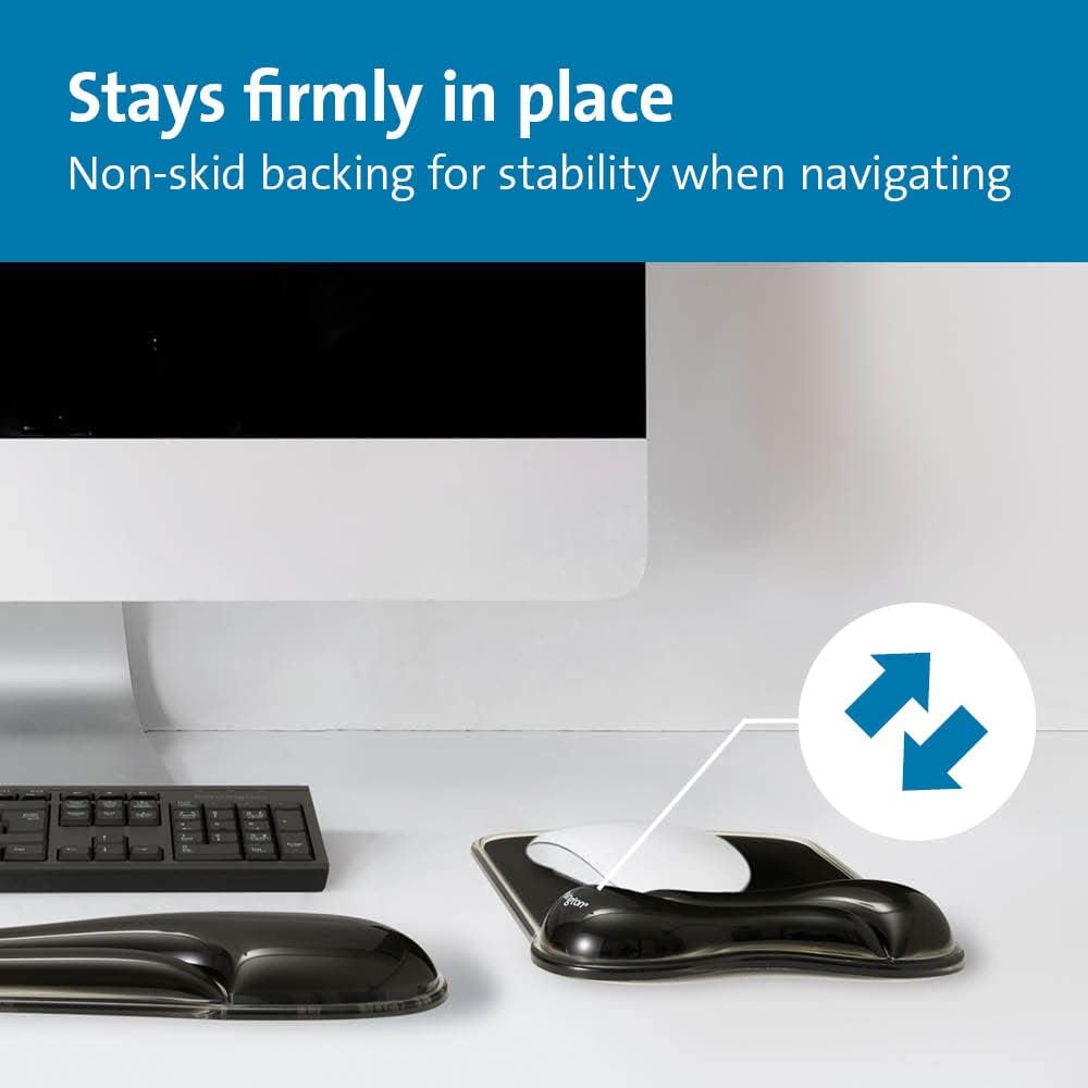 Duo Gel Mouse Pad with Wrist Rest, Ergonomic Wrist Support for Pain Relief, Comfortable Non-Skid Gel Pad for Computer, Laptop, Office & Home 9.6" x 7.6", Blue K62401AM