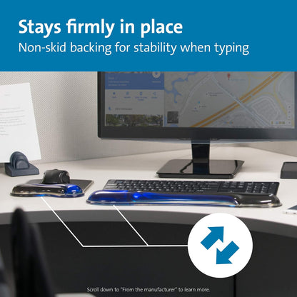 Duo Gel Mouse Pad with Wrist Rest, Ergonomic Wrist Support for Pain Relief, Comfortable Non-Skid Gel Pad for Computer, Laptop, Office & Home 9.6" x 7.6", Blue K62401AM