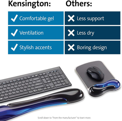 Duo Gel Mouse Pad with Wrist Rest, Ergonomic Wrist Support for Pain Relief, Comfortable Non-Skid Gel Pad for Computer, Laptop, Office & Home 9.6" x 7.6", Blue K62401AM