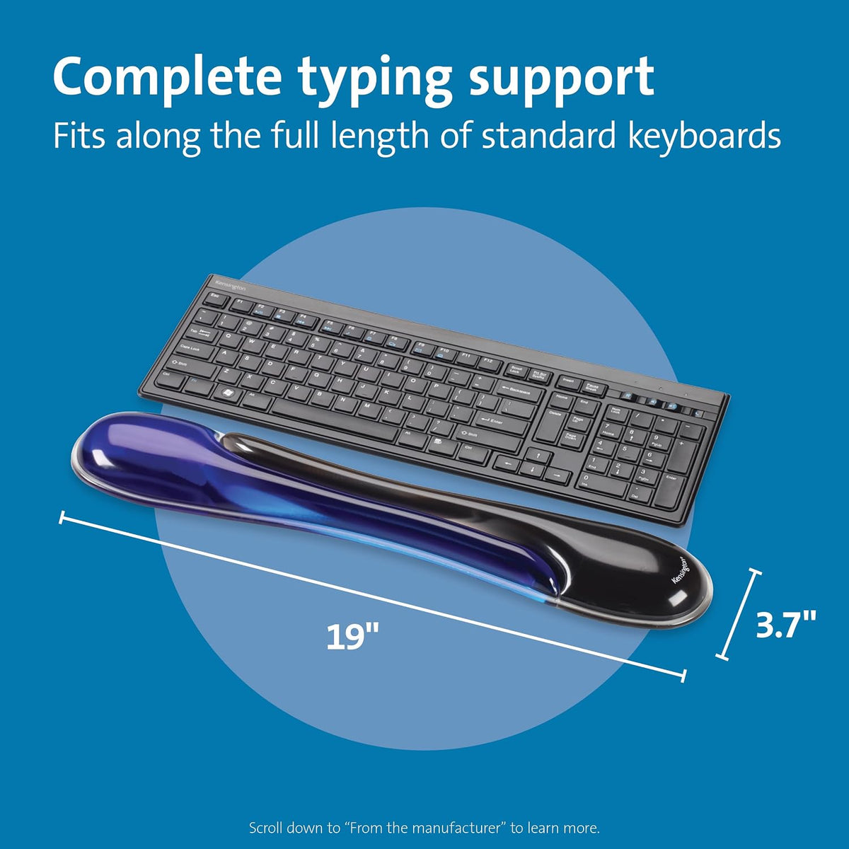 Duo Gel Mouse Pad with Wrist Rest, Ergonomic Wrist Support for Pain Relief, Comfortable Non-Skid Gel Pad for Computer, Laptop, Office & Home 9.6" x 7.6", Blue K62401AM
