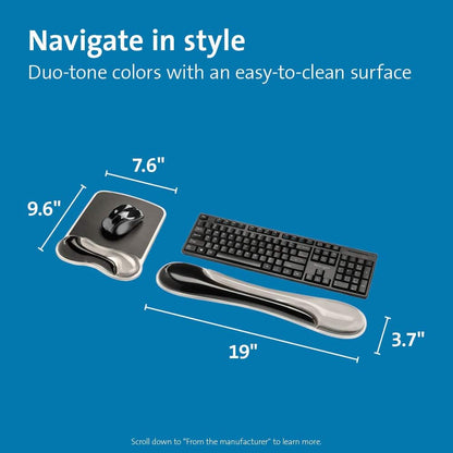 Duo Gel Mouse Pad with Wrist Rest, Ergonomic Wrist Support for Pain Relief, Comfortable Non-Skid Gel Pad for Computer, Laptop, Office & Home 9.6" x 7.6", Blue K62401AM
