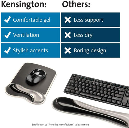 Duo Gel Mouse Pad with Wrist Rest, Ergonomic Wrist Support for Pain Relief, Comfortable Non-Skid Gel Pad for Computer, Laptop, Office & Home 9.6" x 7.6", Blue K62401AM