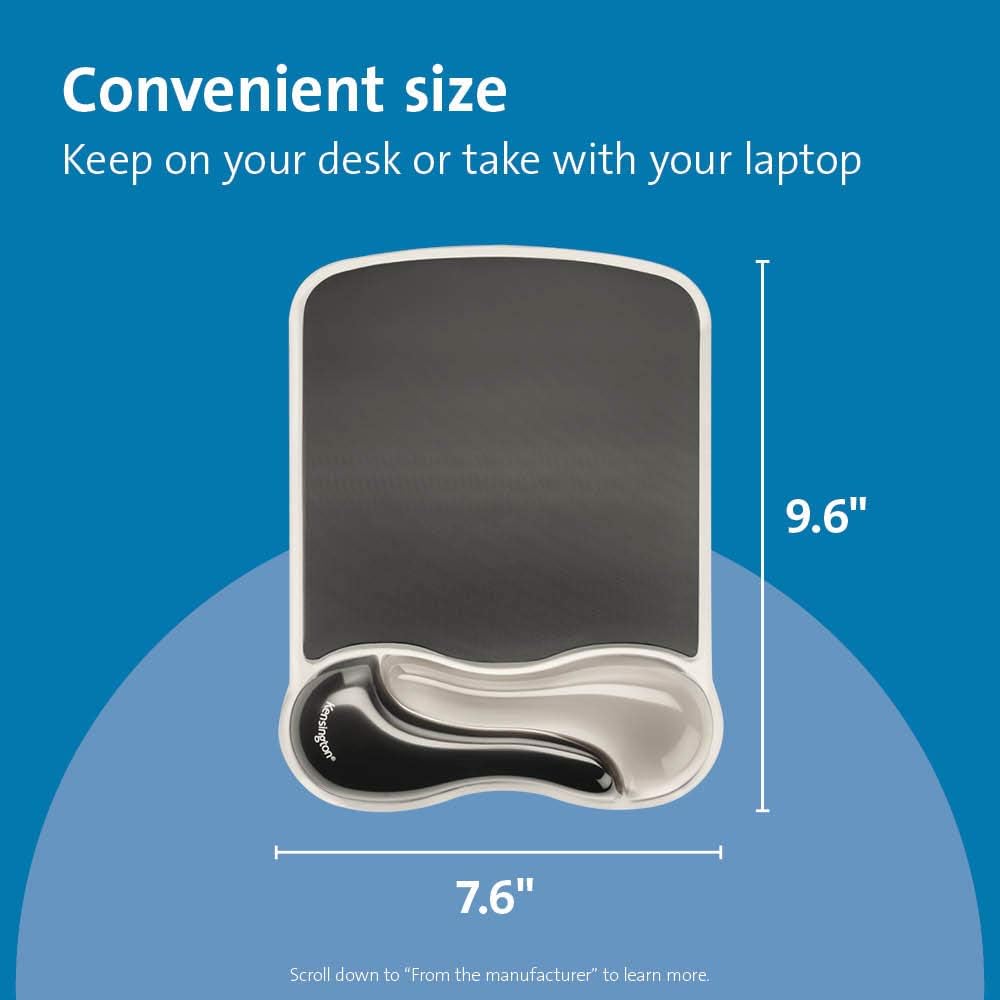 Duo Gel Mouse Pad with Wrist Rest, Ergonomic Wrist Support for Pain Relief, Comfortable Non-Skid Gel Pad for Computer, Laptop, Office & Home 9.6" x 7.6", Blue K62401AM