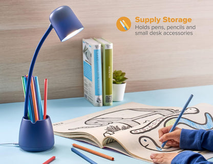 Bostitch Office LED2105-NVY Dimmable Lamp with Storage Cup, Three Brightness Levels, Touch Sensitive Dimmer, Energy-Efficient, Blue