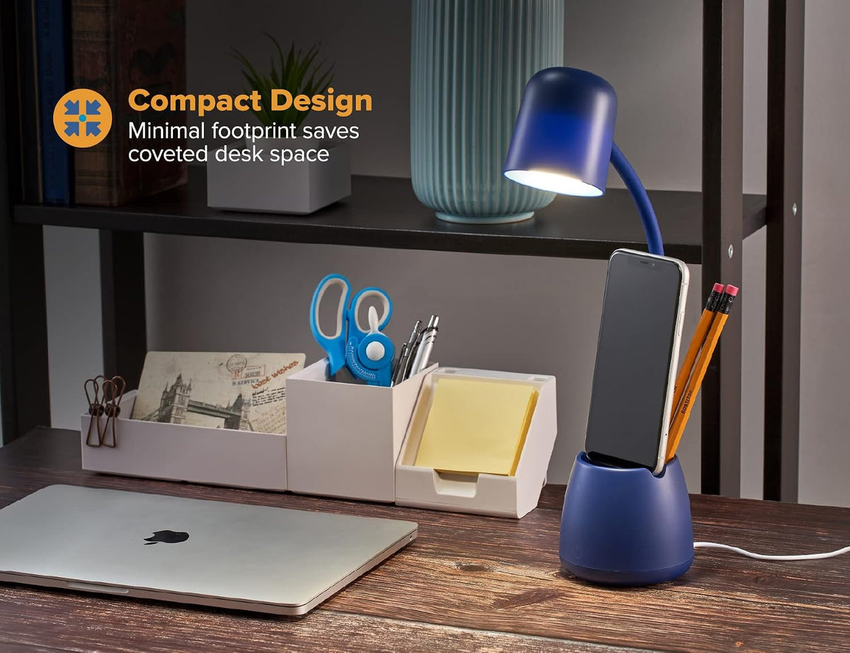 Bostitch Office LED2105-NVY Dimmable Lamp with Storage Cup, Three Brightness Levels, Touch Sensitive Dimmer, Energy-Efficient, Blue