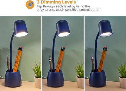 Bostitch Office LED2105-NVY Dimmable Lamp with Storage Cup, Three Brightness Levels, Touch Sensitive Dimmer, Energy-Efficient, Blue