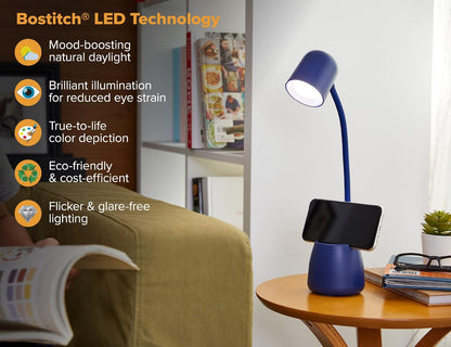 Bostitch Office LED2105-NVY Dimmable Lamp with Storage Cup, Three Brightness Levels, Touch Sensitive Dimmer, Energy-Efficient, Blue