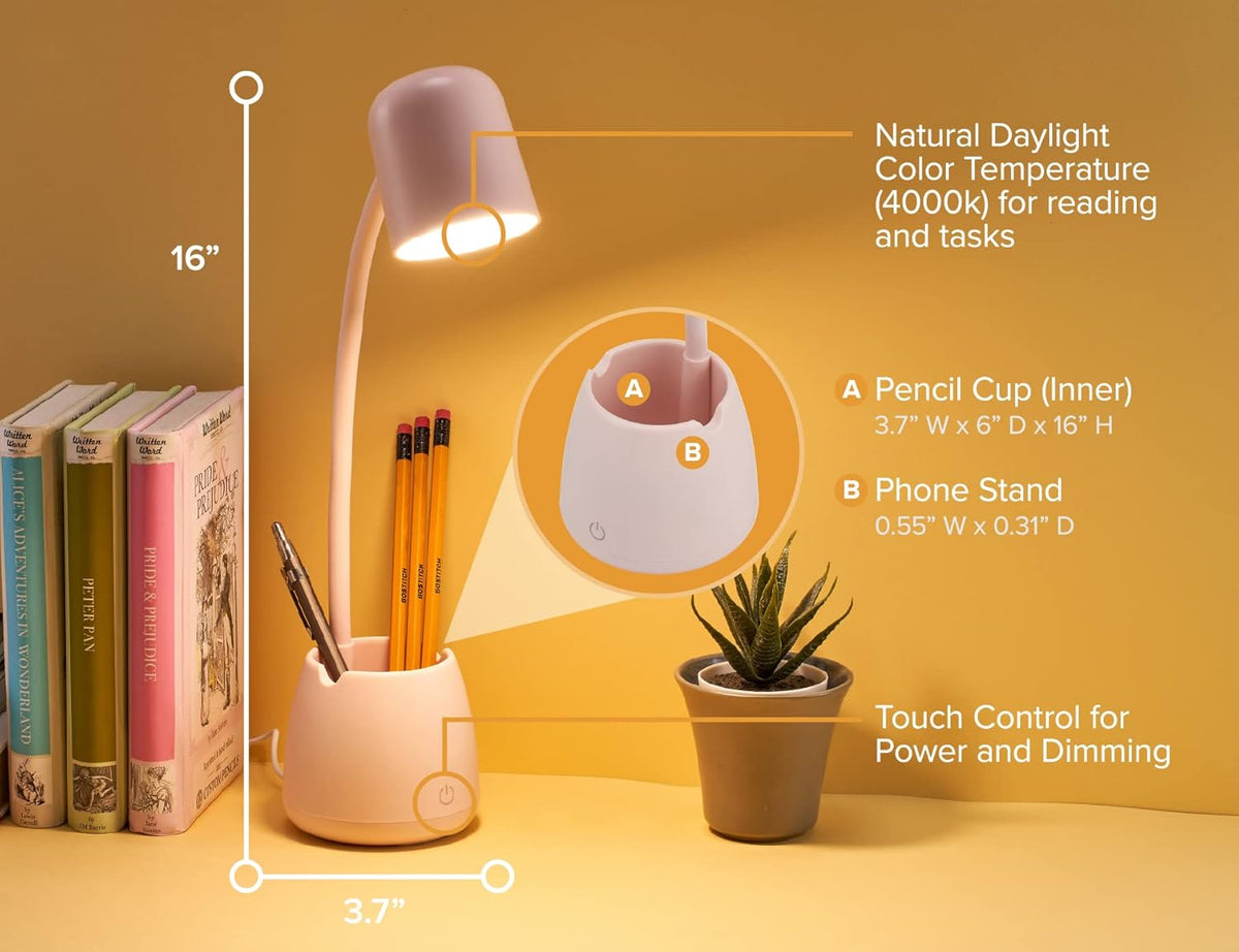 Bostitch Office LED2105-NVY Dimmable Lamp with Storage Cup, Three Brightness Levels, Touch Sensitive Dimmer, Energy-Efficient, Blue