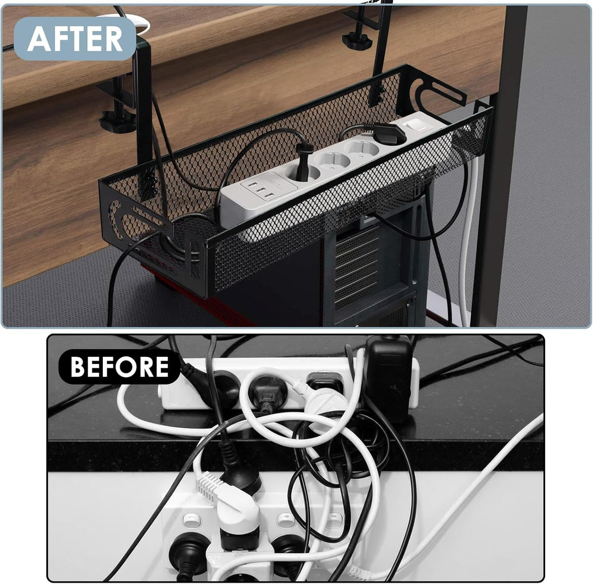 Cable Management, 25'' Cable Management Under Desk, Cable Tray