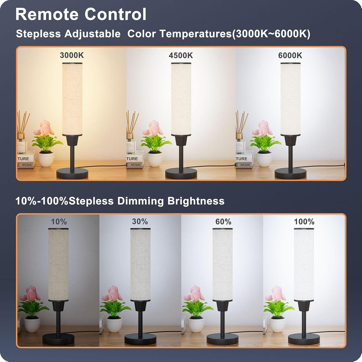 Table Lamp with Remote, Black