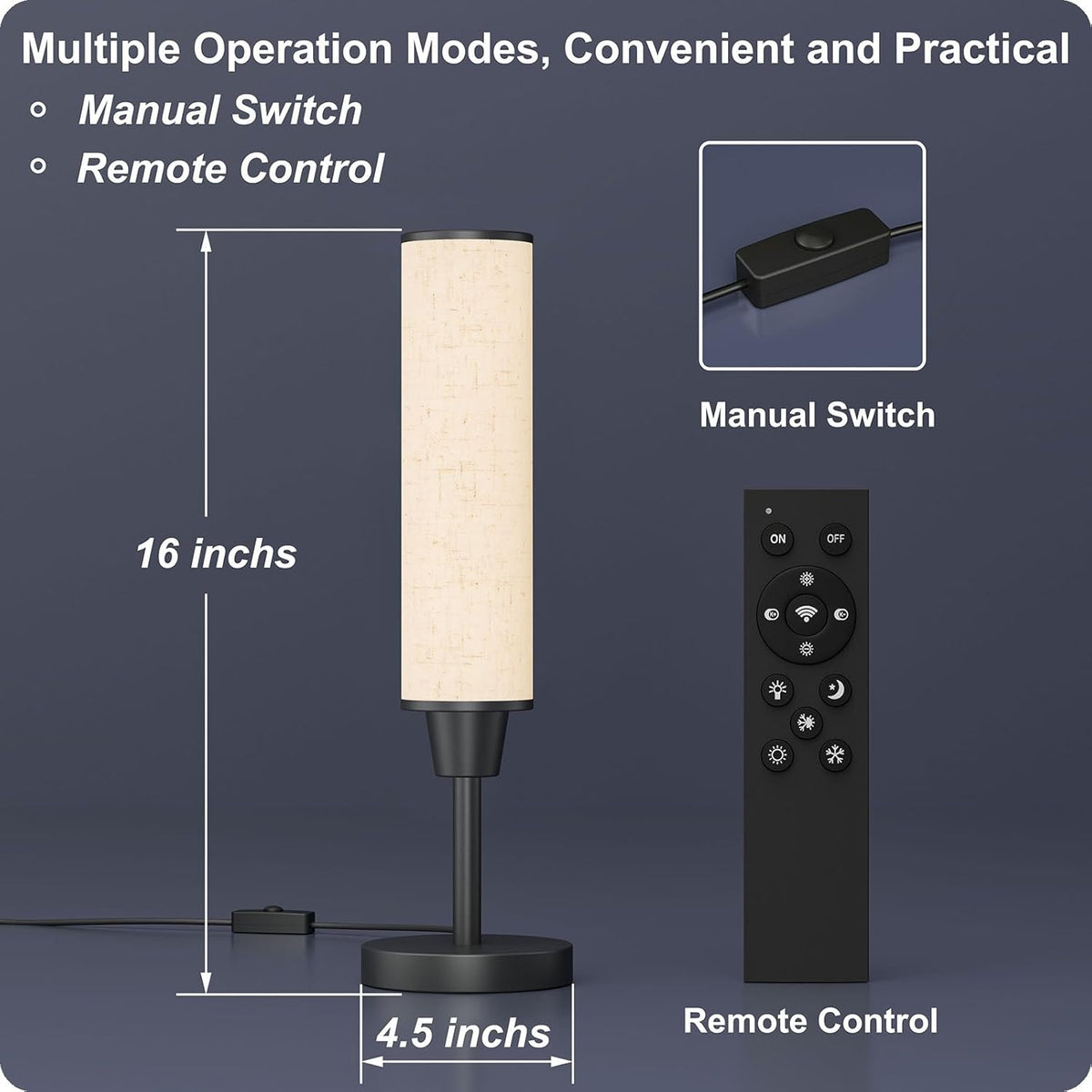 Table Lamp with Remote, Black