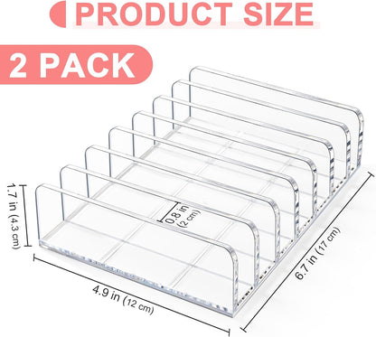 2 Packs Acrylic Mail Organizer 7 Slots Cash Tray for Desk - 7 Slots File Organizer Clear Desktop Bill Divider Holder, Envelope Holder, Transparent Countertop Mail Holder