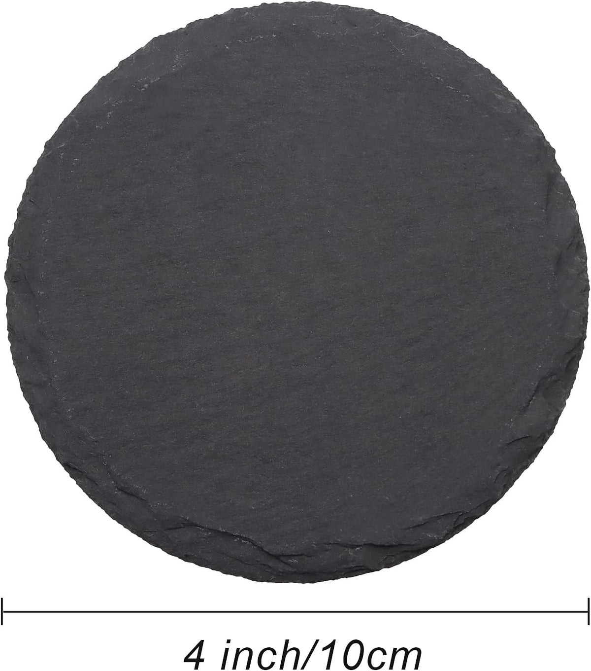 Round Slate Drink Coasters Set, 4 Inch Laser Engraving Black Slate Stone Coasters with Anti-Scratch Bottom and Coaster Holder for Office Bar Kitchen Home Dinner Table Decor Supplies