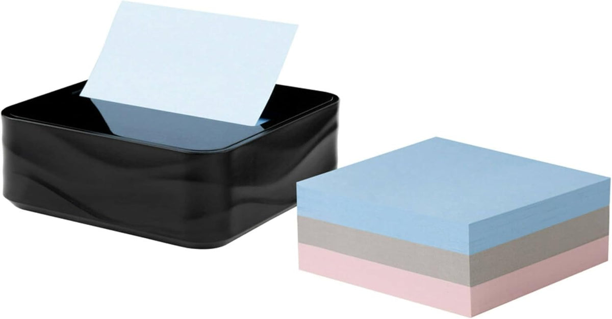 Note Dispenser, Black Wave Design, 1 Dispenser, 3 Pads