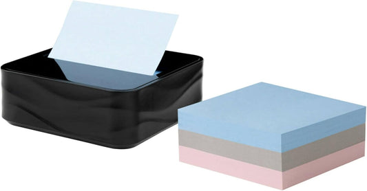 Note Dispenser, Black Wave Design, 1 Dispenser, 3 Pads