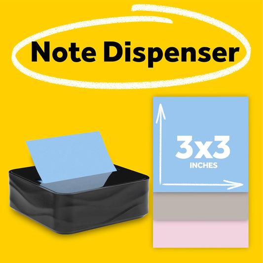Note Dispenser, Black Wave Design, 1 Dispenser, 3 Pads