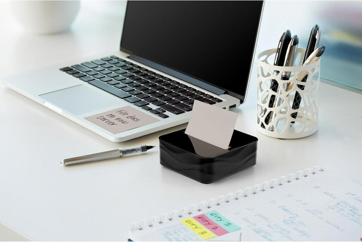 Note Dispenser, Black Wave Design, 1 Dispenser, 3 Pads