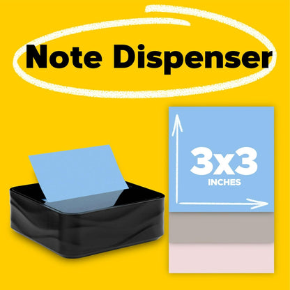 Note Dispenser, Black Wave Design, 1 Dispenser, 3 Pads