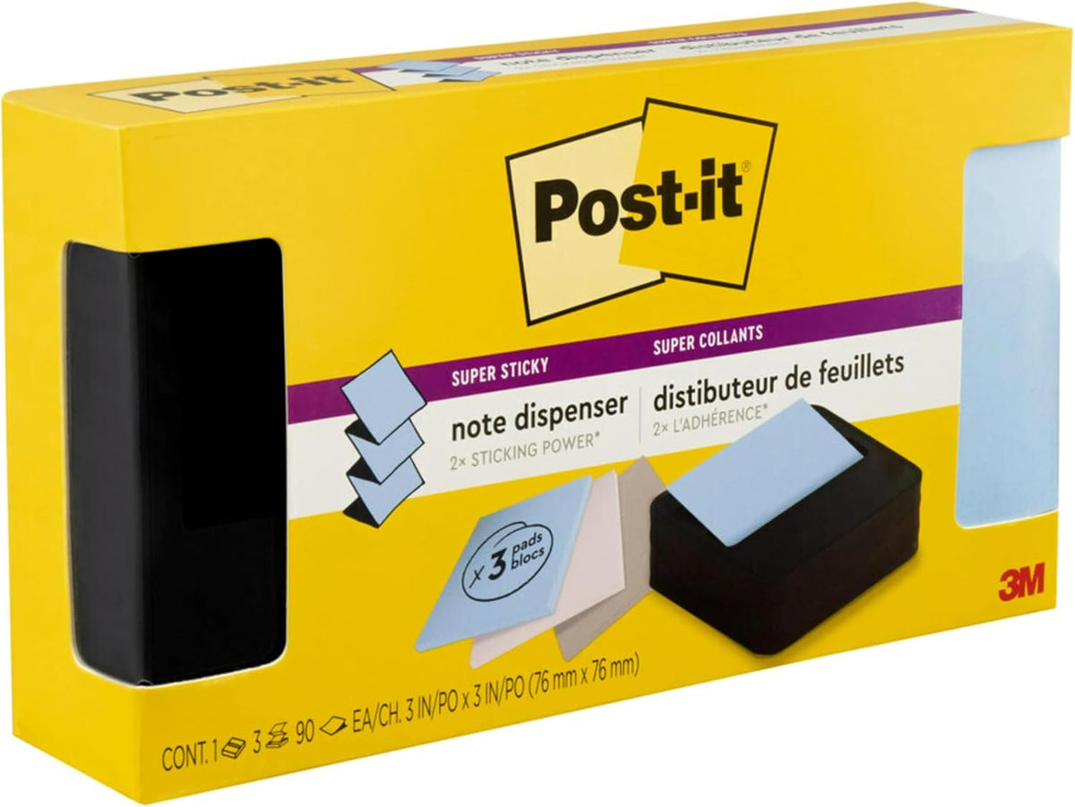 Note Dispenser, Black Wave Design, 1 Dispenser, 3 Pads