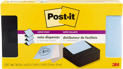 Note Dispenser, Black Wave Design, 1 Dispenser, 3 Pads