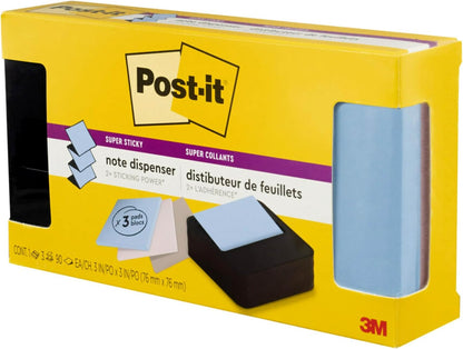 Note Dispenser, Black Wave Design, 1 Dispenser, 3 Pads