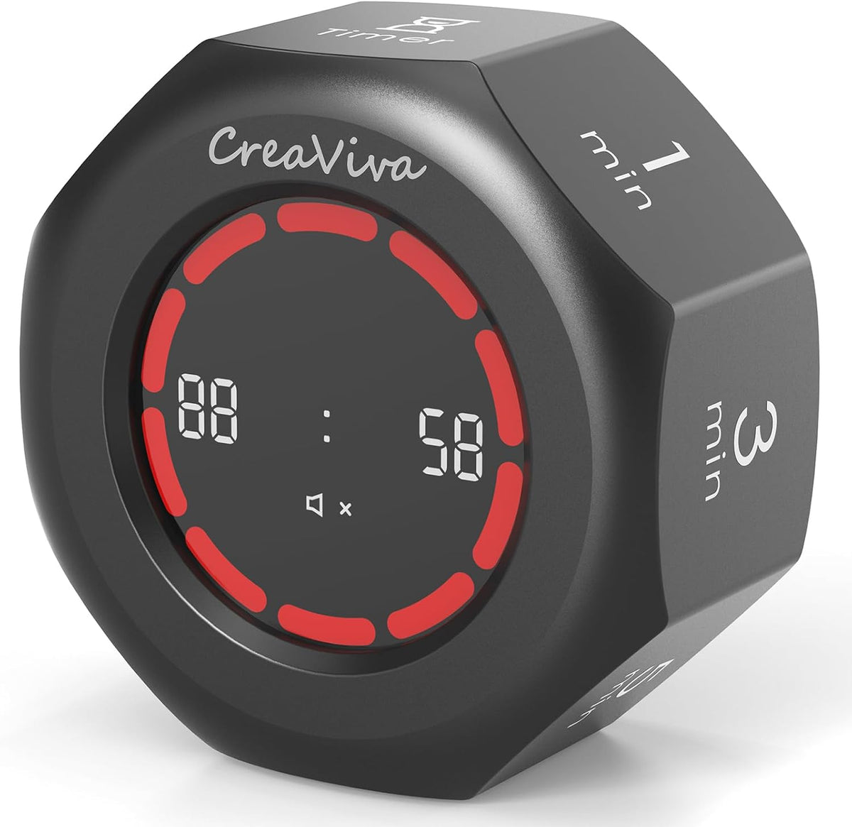 Flip Cube Pomodoro Timer - Rechargeable Visual Countdown & Count Up Stopwatch, 7 Preset Intervals, 3 Alarm Modes, Productivity Tool for ADHD, Kids, Study, Work & Kitchen (White)