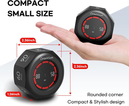 Flip Cube Pomodoro Timer - Rechargeable Visual Countdown & Count Up Stopwatch, 7 Preset Intervals, 3 Alarm Modes, Productivity Tool for ADHD, Kids, Study, Work & Kitchen (White)