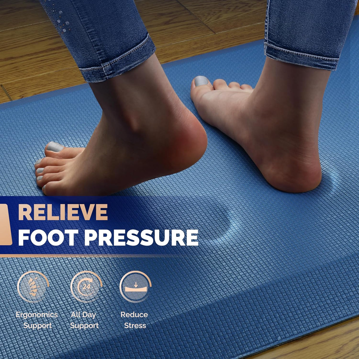 Anti Fatigue Mat for Standing Desk & Kitchen Floor, 9/10 Extra Thick