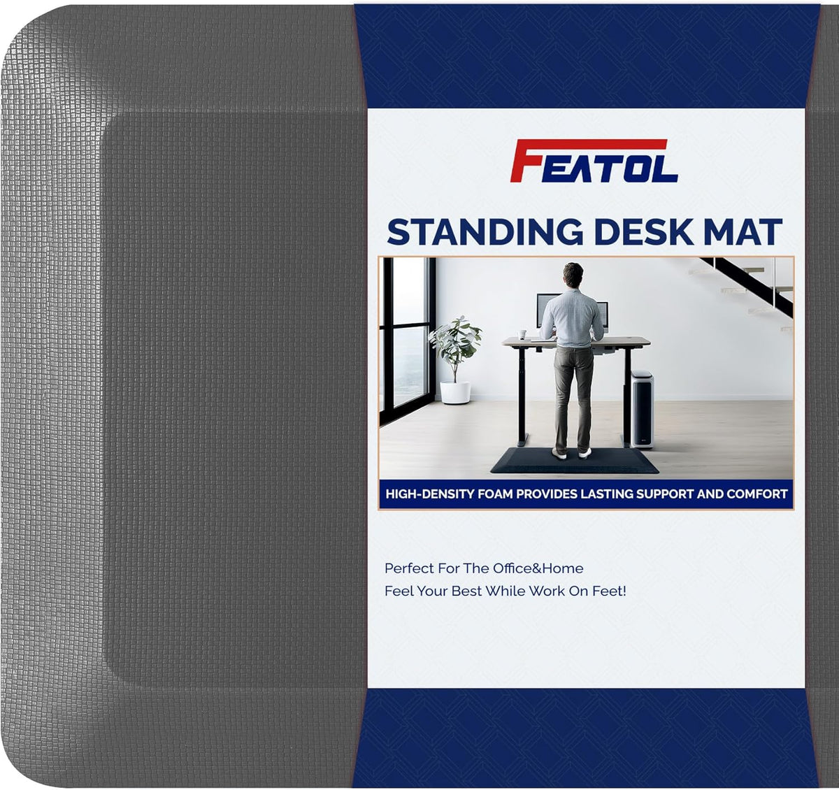 Anti Fatigue Mat for Standing Desk & Kitchen Floor, 9/10 Extra Thick