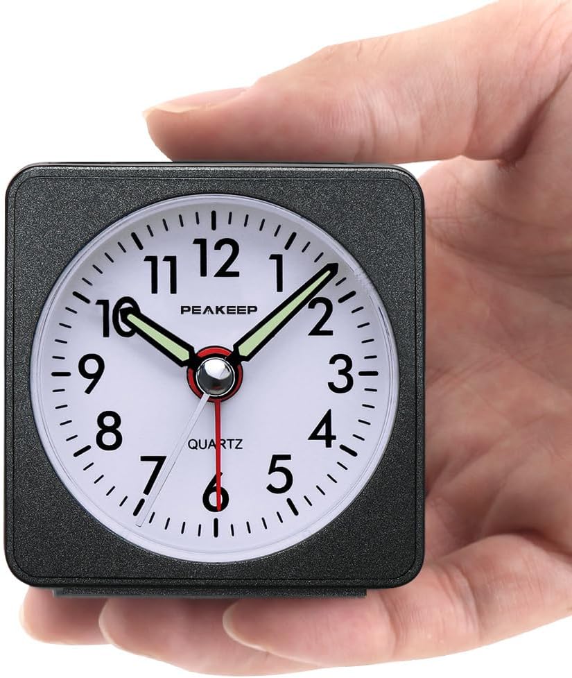 Ultra Small, Battery Travel Alarm Clock with Snooze and Light